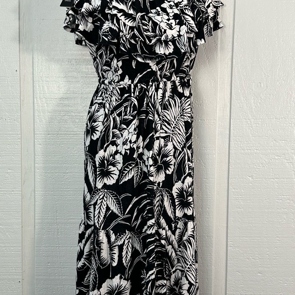 Lauren Ralph Lauren Women's Black and White Floral Jersey r Dress Size 2 NWT - Picture 3 of 11